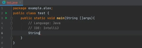 Animation of IntelliJ autocompleting a Java String keyword as the developer types
