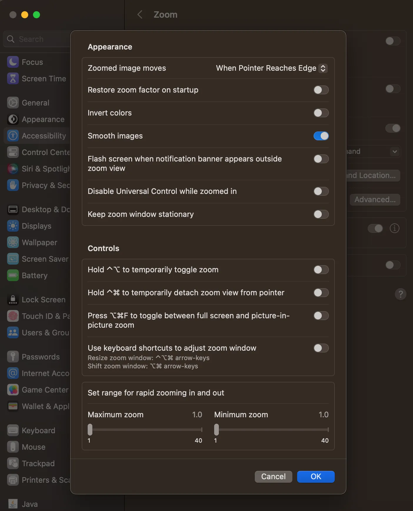 Advanced options 1/2