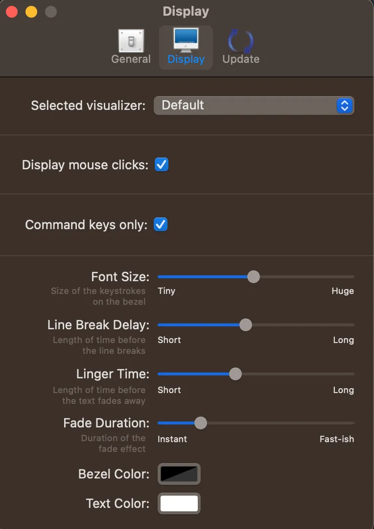 keycastr Display settings