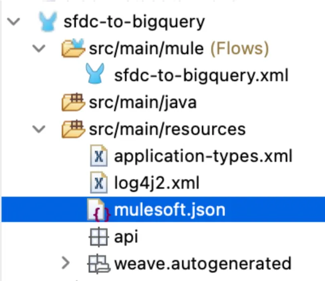 Studio package tree showing the JSON key under src/main/resources