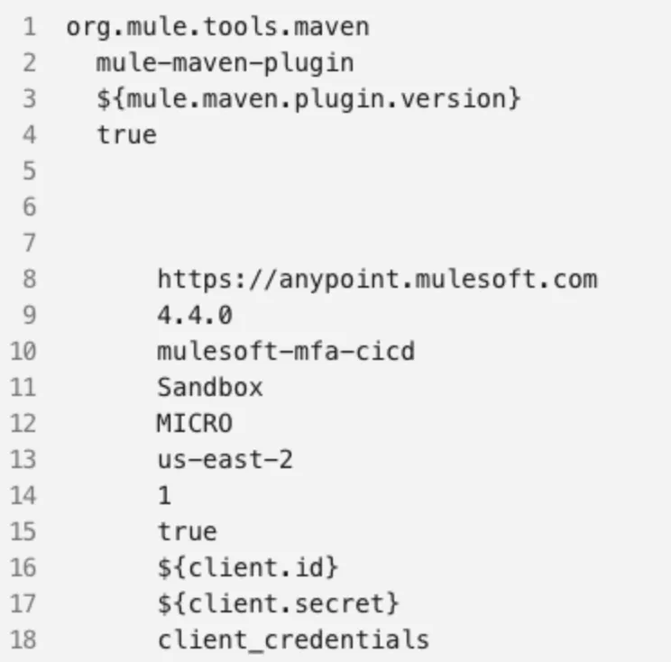 Maven XML snippet in WordPress with its tags stripped out, leaving only the bare values