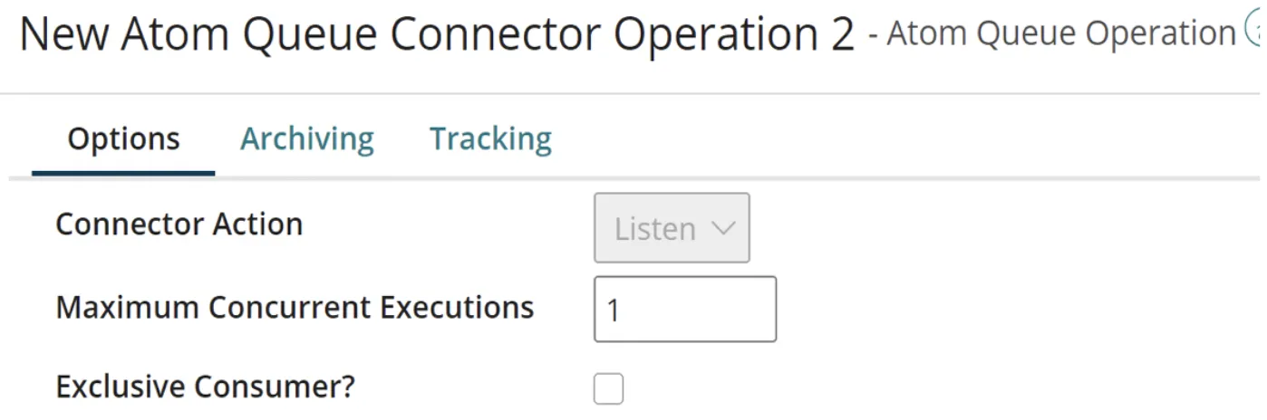 Atom Queue Operation set to Listen with Maximum Concurrent Executions of 1