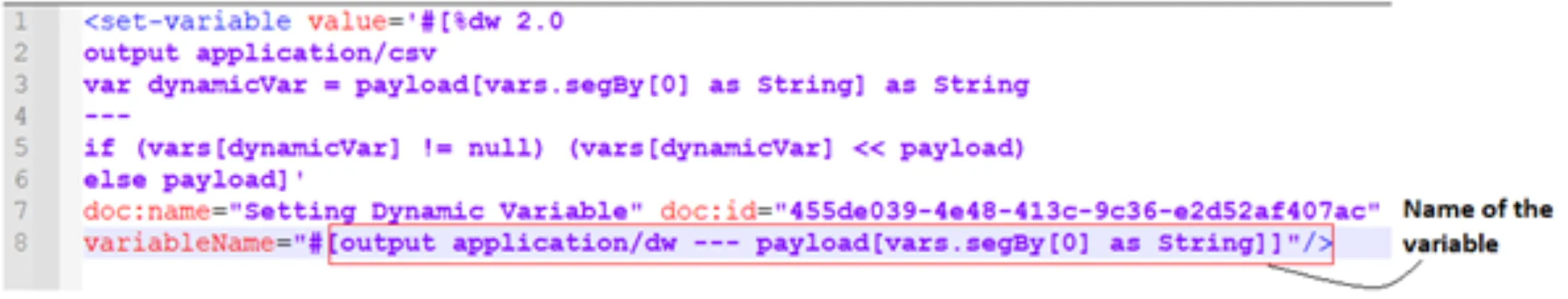 set-variable XML using a dynamicVar to build a variable name from segBy[0] at runtime