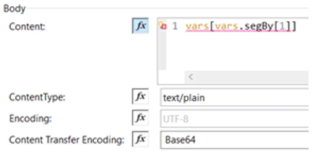 Email Body config reading the dynamic variable via vars[vars.segBy[1]] as plain text