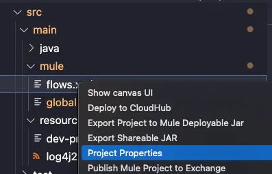 ACB file explorer right-click menu with the Project Properties option highlighted